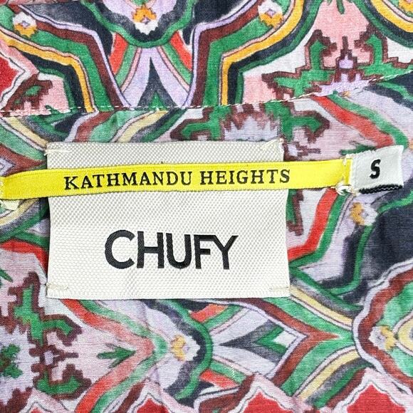 Chufy Kathmandu Heights Cotton Silk Dilli Blouse Deena Blue Boho Print Small - Picture 4 of 9